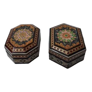 جا سکه ای خاتم کاری مدل هشت گوش کد 144 مجموعه 2 عددی