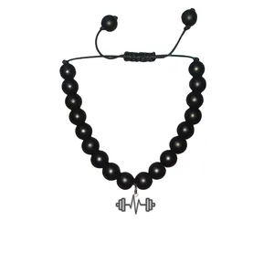 دستبند مهره ای هایکا طرح دمبل و ضربان قلب کد bd.ha 51