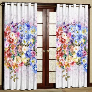 پرده مدل گل دار مخمل پانچی کد 1139L سایز 140x280 سانتی متر