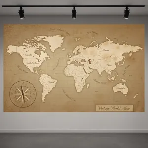 پوستر طرح نقشه جهان مدل قدیمی کد AR3059262