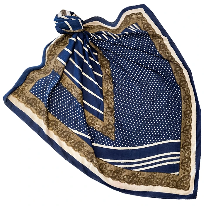 روسری زنانه مدل زبرا توپی دانتل ترکیبی کد 0096