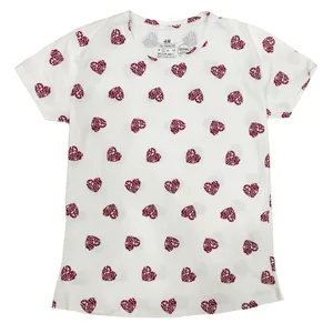 تی شرت آستین کوتاه زنانه اچ اند ام مدل نخ پنبه طرح قلب