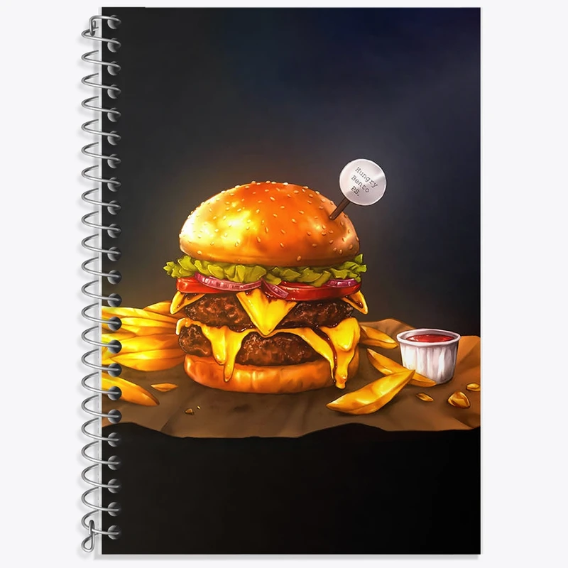 دفتر زبان 50 برگ خندالو مدل دو خط طرح همبرگر کد F2744