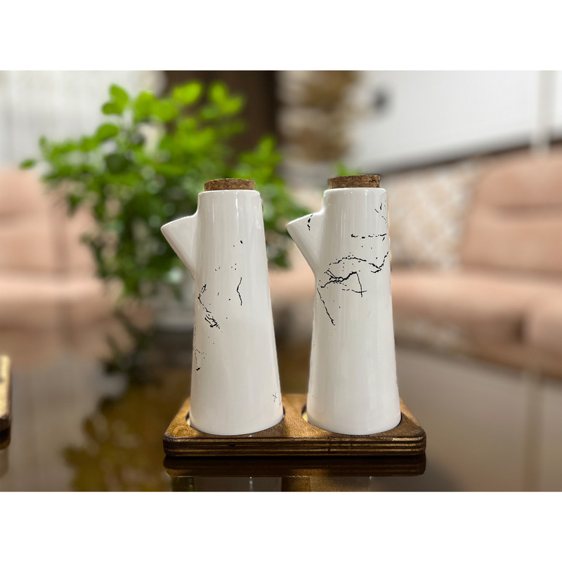 ست آبلیمو خوری و ظرف روغن مدل ماربل همراه با استند ست آبلیمو خوری و ظرف روغن مدل ماربل همراه با استند