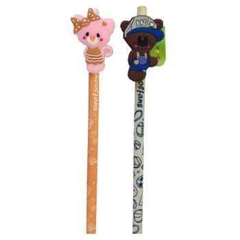 مداد مشکی طرح خرس و سگ مدل فانتزی مجموعه 2 عددی به همراه سر مدادی