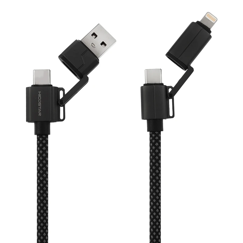 کابل تبدیل USB-C / لایتنینگ به USB / USB-C هایکواستار مدل HS-190-4 in 1 طول 1 متر