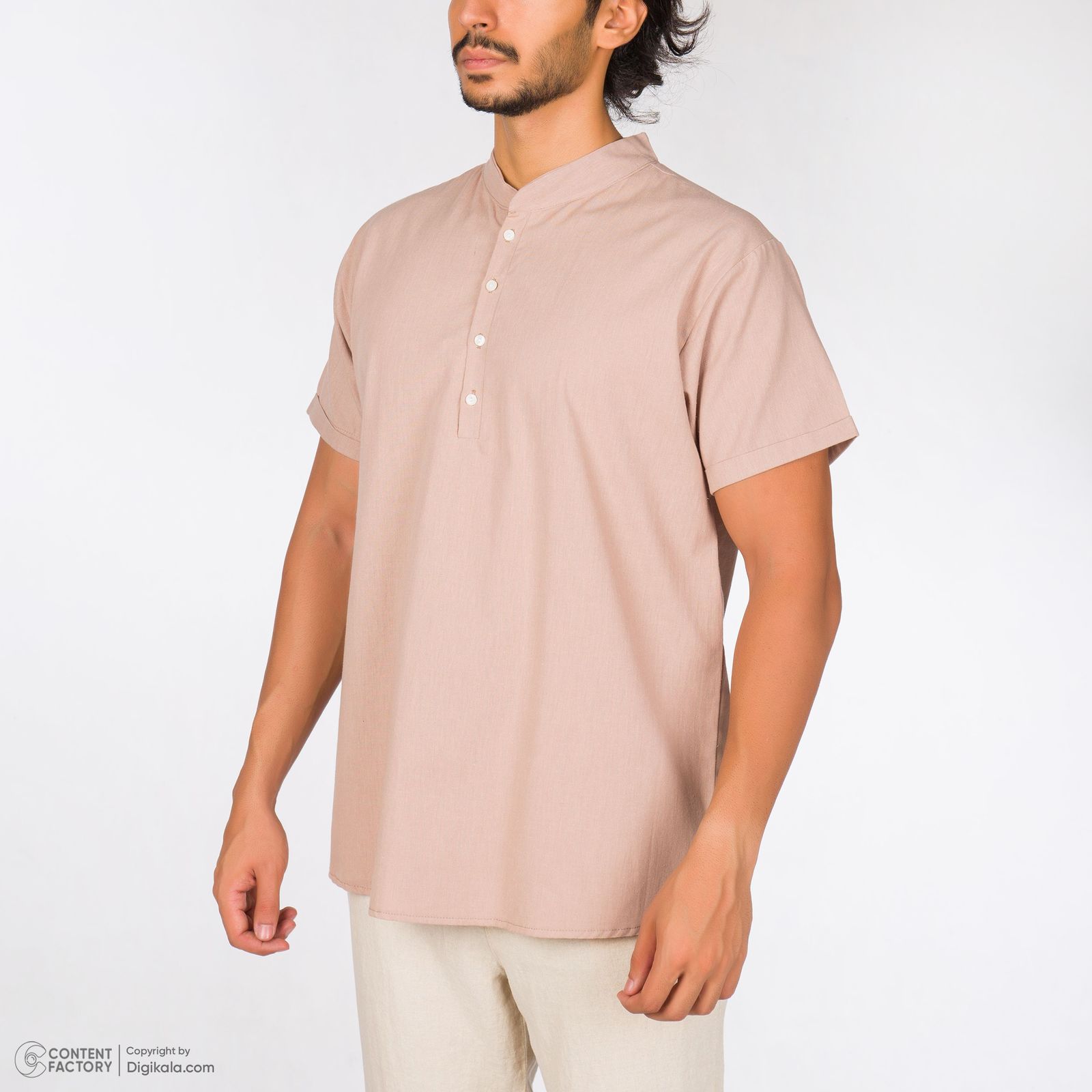 پیراهن آستین کوتاه مردانه افراتین مدل لینن رنگ نسکافه ای -  - 3
