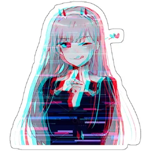 استیکر لپ تاپ مدل Glitched Zero Two