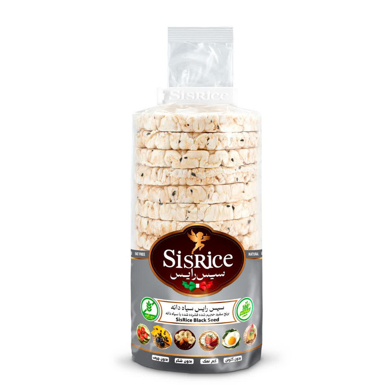 رایس کیک سیاه دانه بدون گلوتن سیس رایس - 1800 گرم کارتن 15 بسته ی 120 گرمی