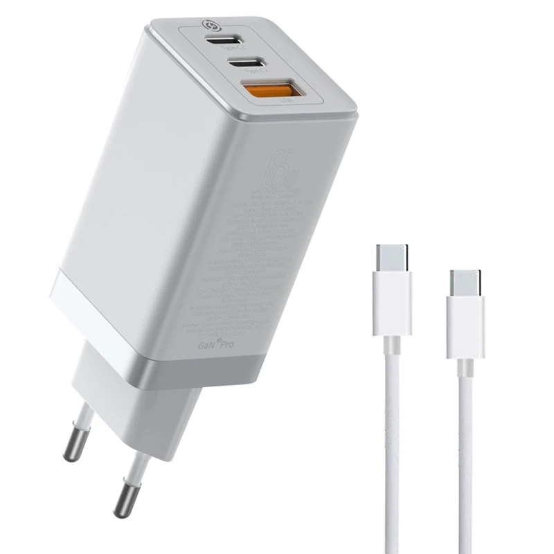 شارژر دیواری باسئوس مدل GaN2 Pro Quick Charger به همراه کابل USB-C