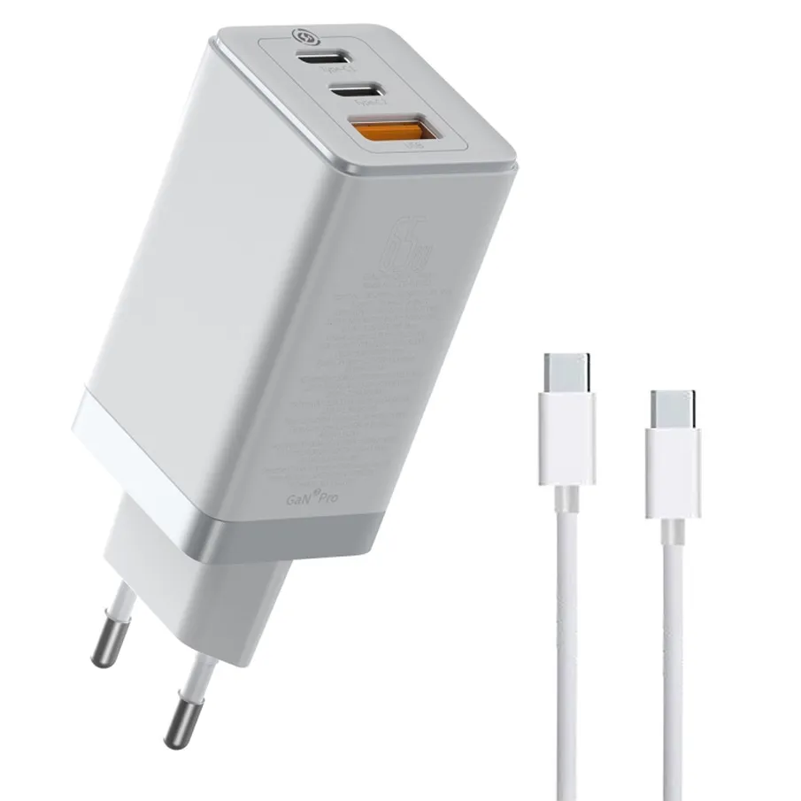 شارژر دیواری باسئوس مدل GaN2 Pro Quick Charger به همراه کابل USB-C