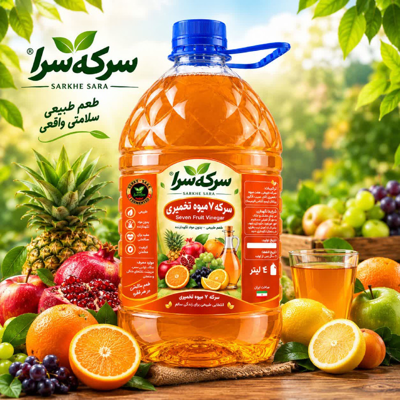 سرکه 7 میوه تخمیری سرکه سرا - 4 لیتر