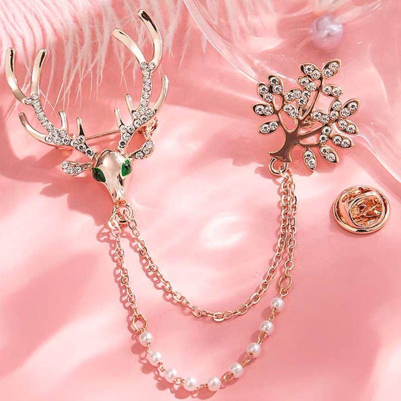 گل سینه زنانه مدل درخت و گوزن کد 00579