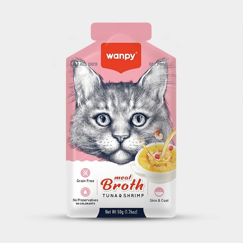 سوپ گربه ونپی مدل Meat Broth Tuna-Shrimp وزن 50 گرم