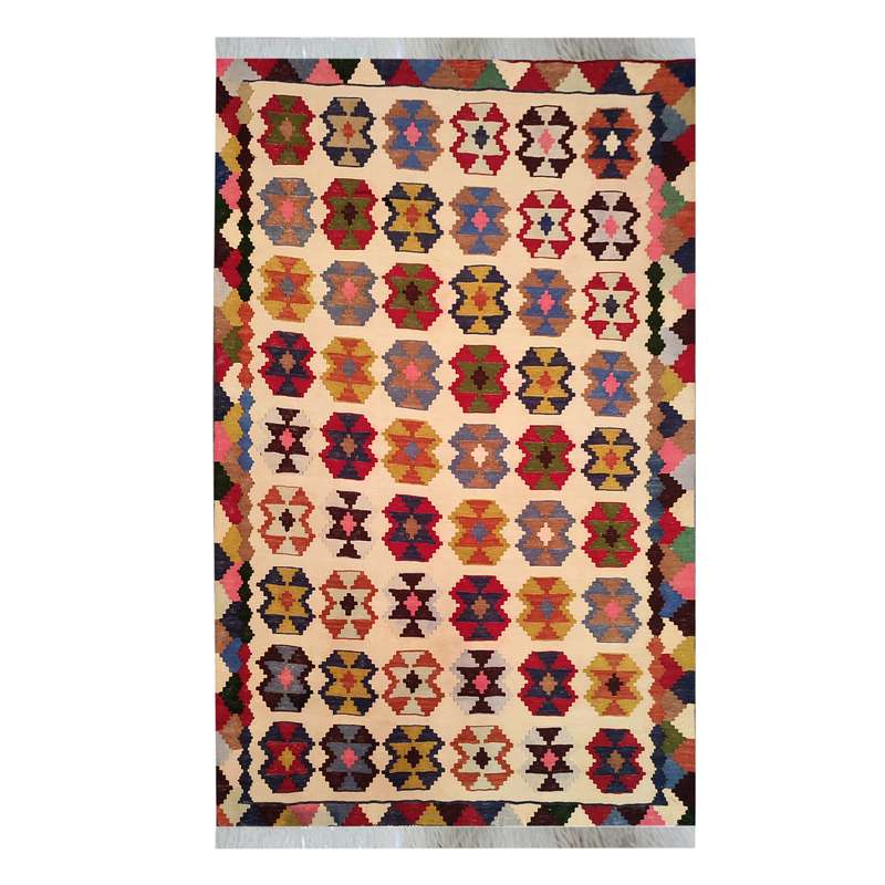 گلیم دستباف یک و نیم متری طرح هندسی مدل AA