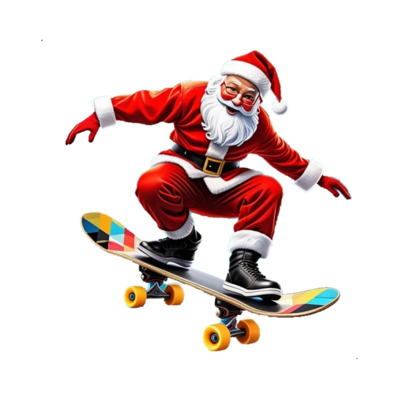 استیکر پارچه و لباس پاد آفرین مدل بابانوئل کریسمس ورزش اسکیت کد‌ 3673