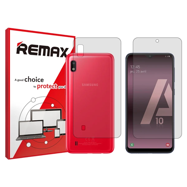 محافظ صفحه نمایش شفاف ریمکس مدل HyGEL مناسب برای گوشی موبایل سامسونگ Galaxy A10  به همراه محافظ پشت گوشی