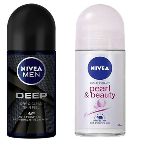رول ضد تعریق مردانه نیوآ مدل DEEP حجم 50 میلی لیتر به همراه رول ضد تعریق زنانه نیوآ مدل Pearl And Beauty حجم 50 میلی لیتر