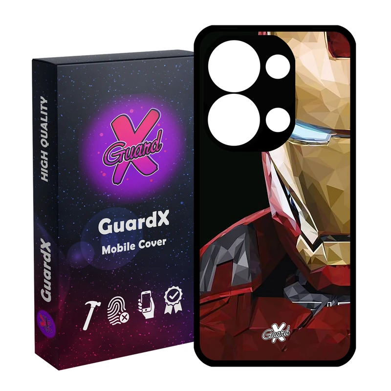 کاور گارد ایکس طرح Iron Man مدل Glass10048 مناسب برای گوشی موبایل شیائومی Redmi Note 13 4G