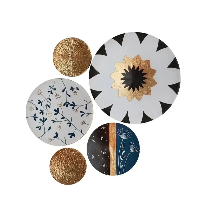 بشقاب دیوارکوب سفالی طرح مدرن کد A333 مجموعه  5عددی 