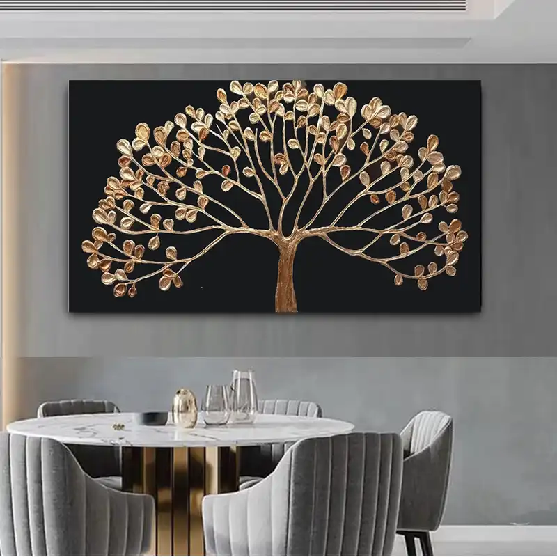 تابلو نقاشی ورق طلا طرح درخت نقش برجسته کد 730