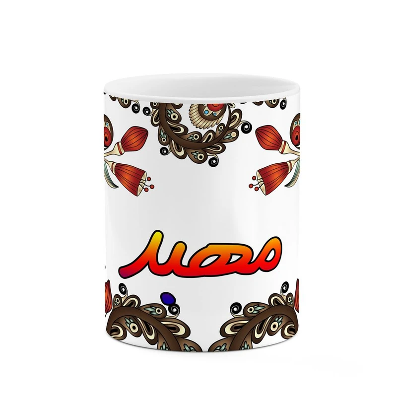 ماگ کاکتی مدل اسم مهبد طرح سنتی گل و بته کد mgh47665