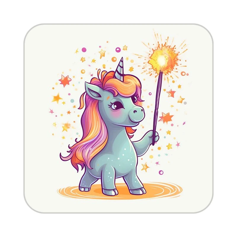 زیر لیوانی کاکتی طرح اسب تک شاخ و یونیکورن مدل mp29935