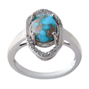 انگشتر نقره زنانه مدل سنگ فیروزه نیشابور کد AWR_800