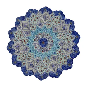 بشقاب مسی میناکاری شده اثر سلطانی کد 54 قطر 29 سانتی متر