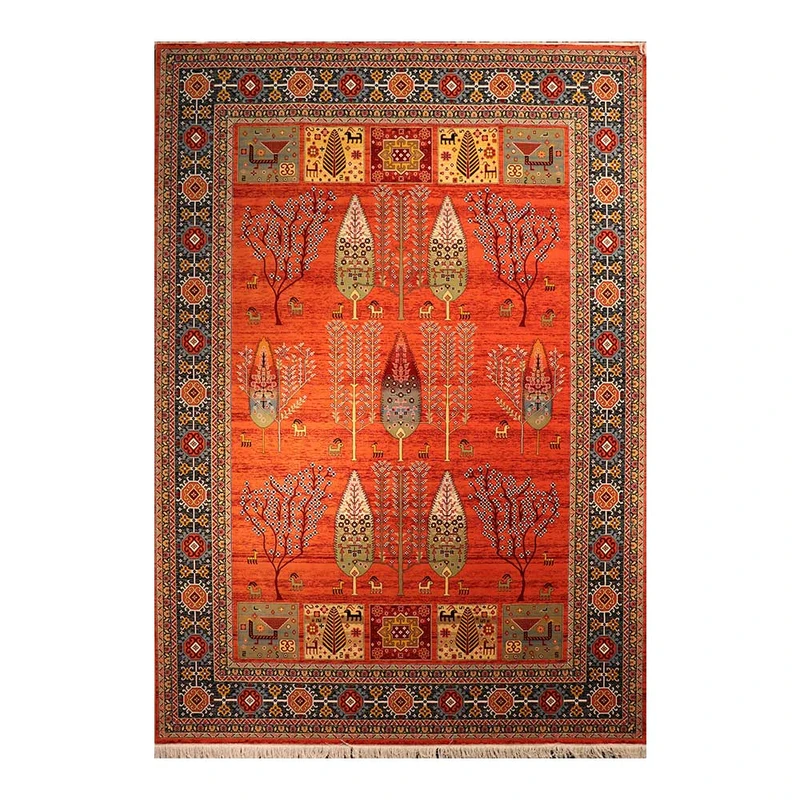 فرش ماشینی 700 شانه زمینه مسی حاشیه مسی مدل شاهکار نوین کد YN-N184-2549