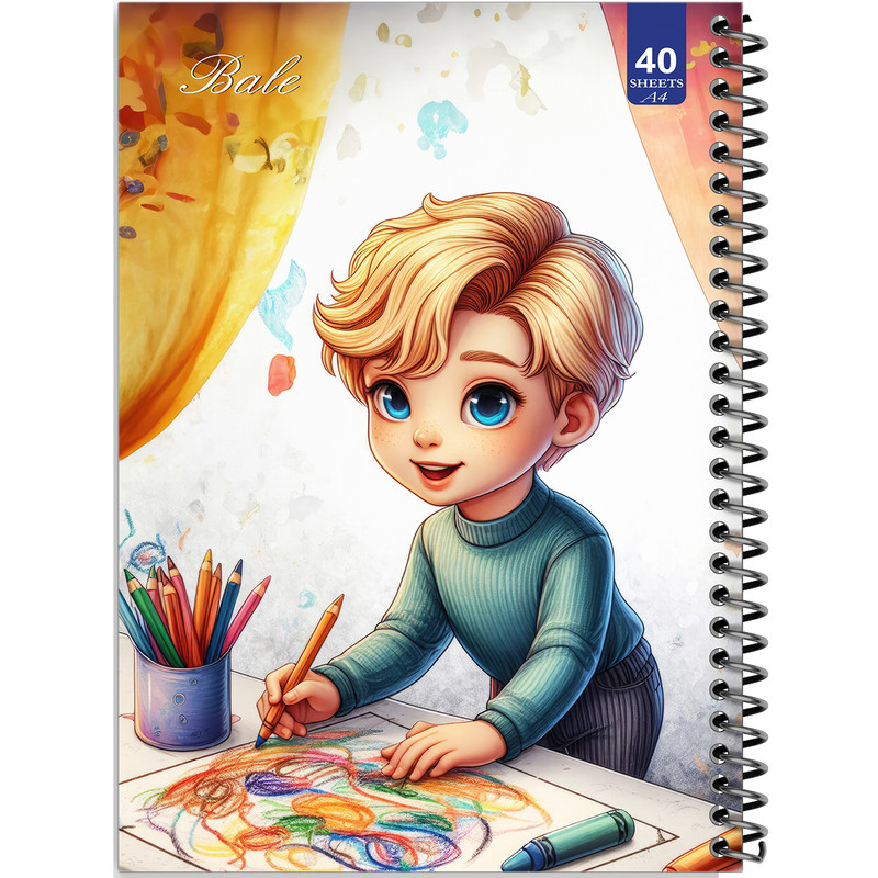 دفتر نقاشی 40 برگ انتشارات بله طرح پسر طراح کد A4-K173