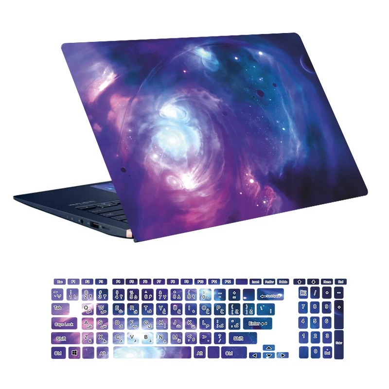 استیکر لپ تاپ توییجین و موییجین طرح Space کد 46 مناسب برای لپ تاپ 15.6 اینچ به همراه برچسب حروف فارسی کیبورد 