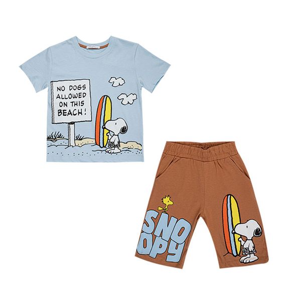 ست تی‌شرت آستین کوتاه و شلوار راحتی پسرانه فیورلا مدل  اسنوپی بازیگوش کد 35621