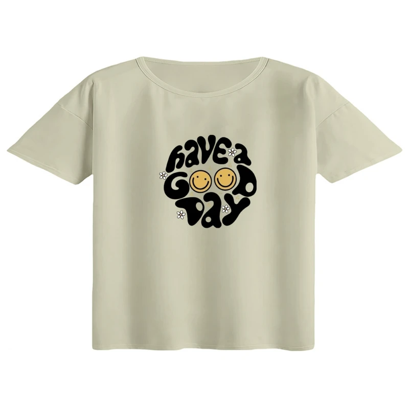 کراپ تی‌شرت آستین کوتاه زنانه مدل تکست کد 04