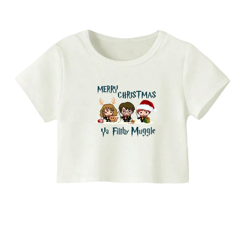 کراپ‌ تی‌شرت آستین کوتاه زنانه مدل هری پاتر کد 2