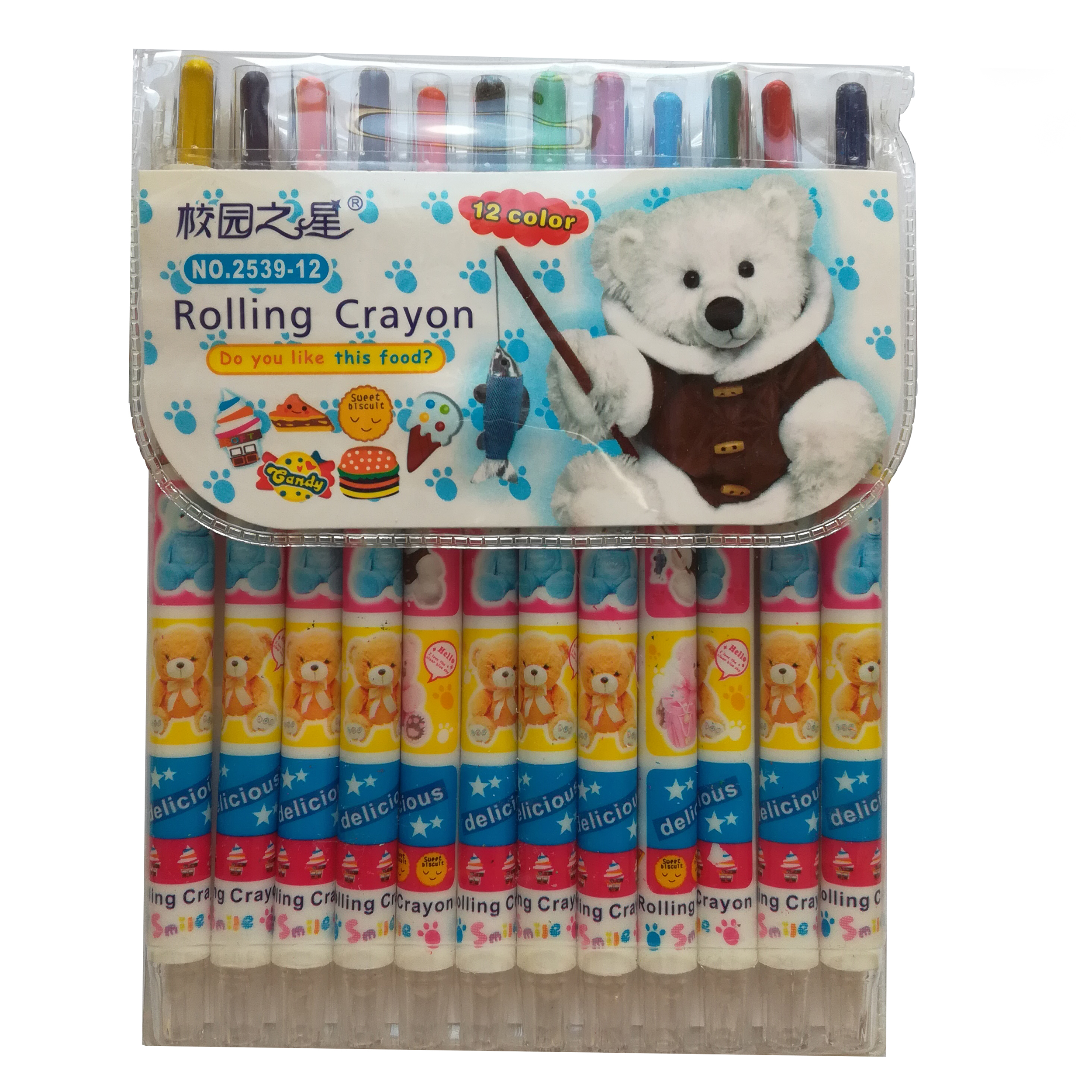 مداد شمعی 12 رنگ پیچی مدل خرس