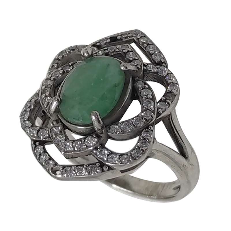 انگشتر نقره زنانه سلین کالا مدل زمرد طبیعی کد Mps-9 انگشتر نقره زنانه سلین کالا مدل زمرد طبیعی کد Mps-9