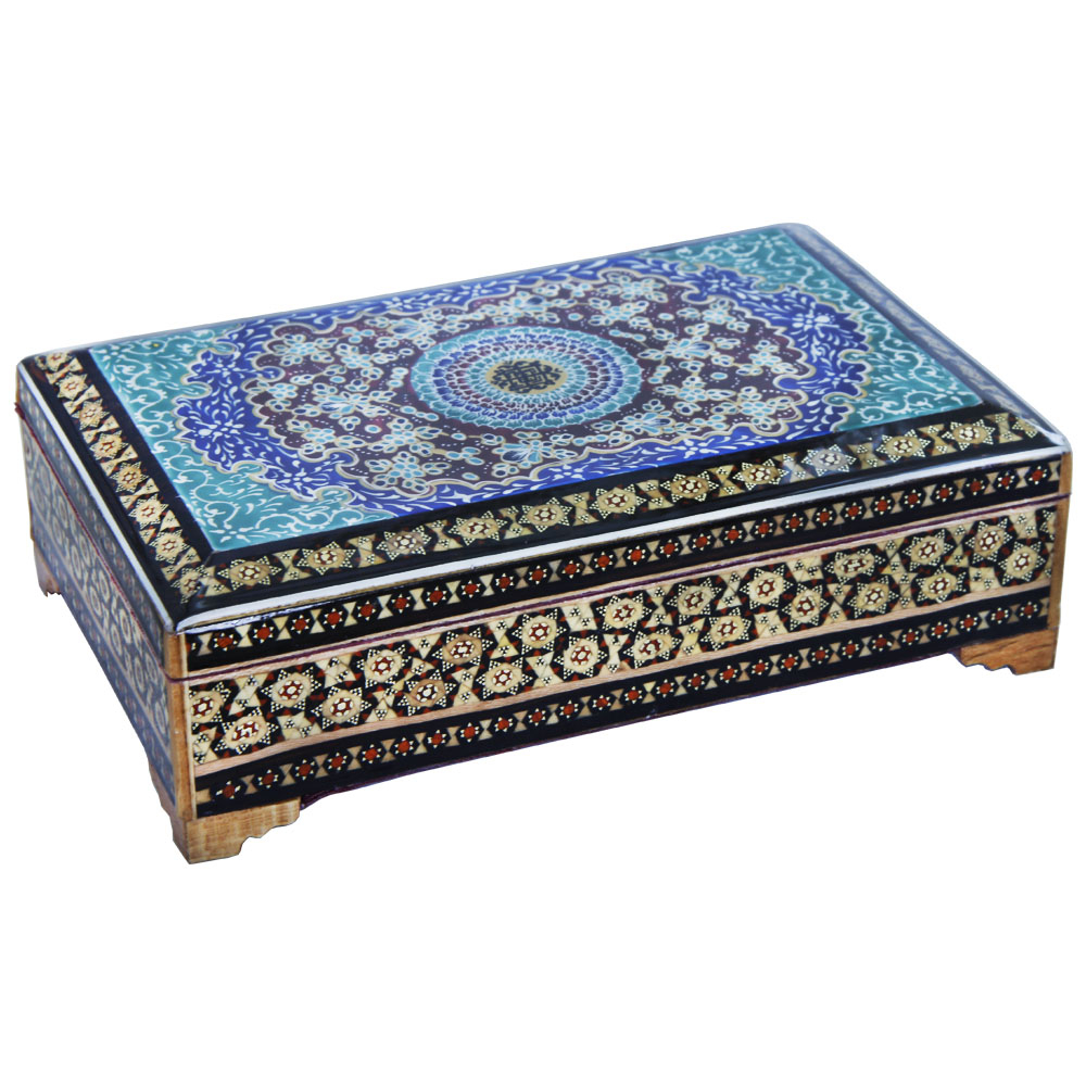 جعبه جواهرات خاتم کاری مدل 1422 طرح تذهیب کد 774103