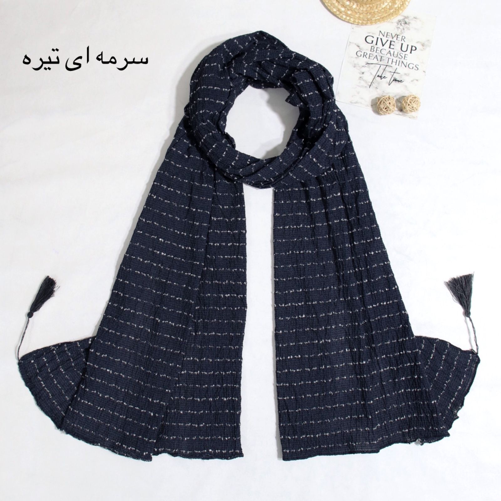 شال زنانه مدل نخی ساده پاییزه طرح کوک دوزی کد ana-9200 -  - 5