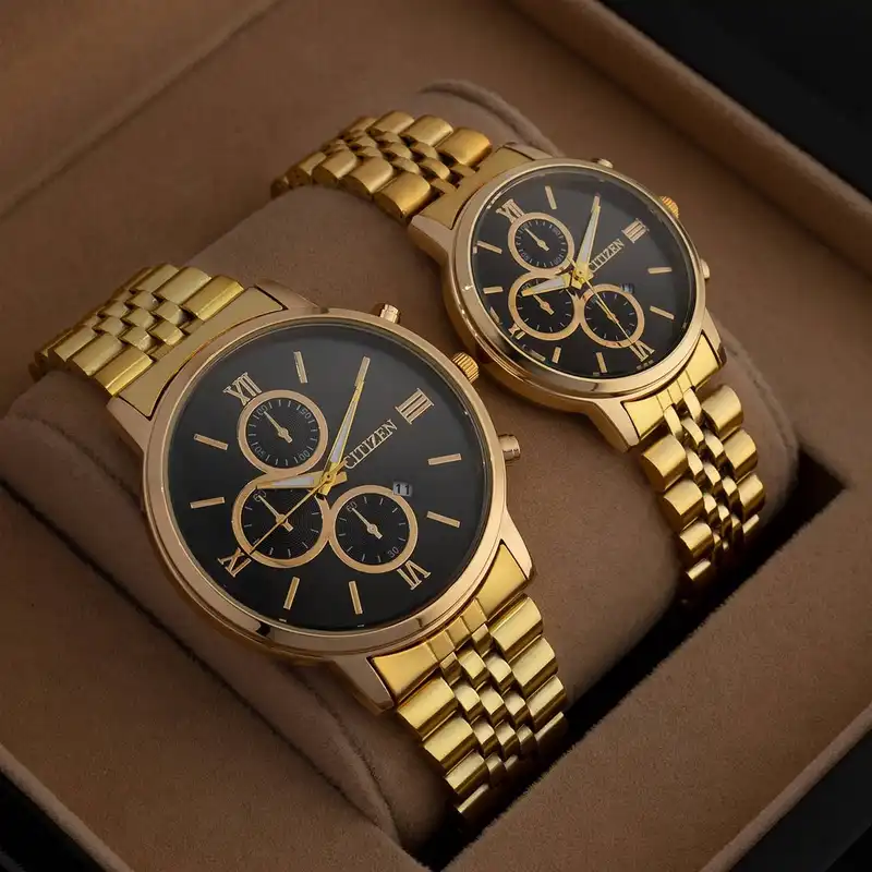 ست ساعت مچی عقربه ای زنانه و مردانه مدل تک موتوره کلاسیک کد 2