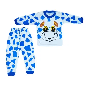 ست تی شرت و شلوار نوزادی مدل Cow-ab رنگ آبی 