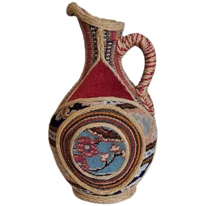 پارچ تزیینی مدل سفال طرح گلیم فرش کد PASOF9