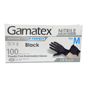 دستکش نیتریل غیر پودری حریر مدل گاماتکس سایز متوسط (M) بسته 100 عددی