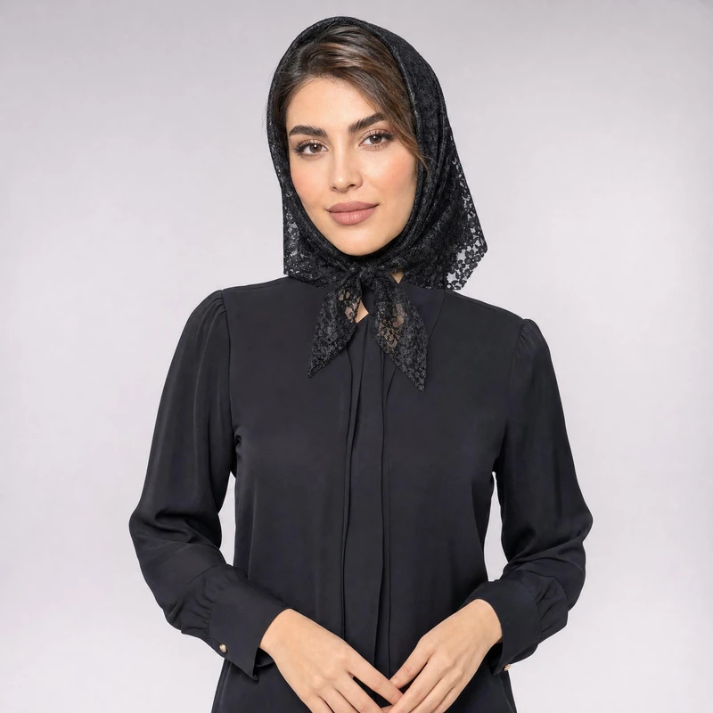 مینی اسکارف دانتل زنانه مدل شهرزاد  با طول و عرض 80*80 سانتی‌متر