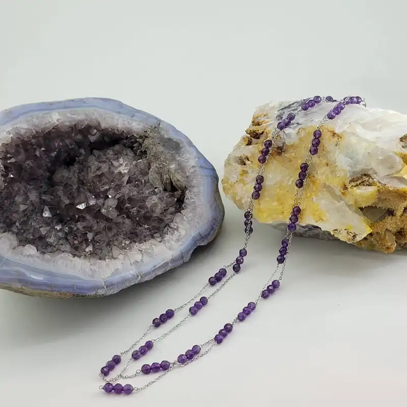 گردنبند زنانه مدل رومانتویی آمیتیست کد 7009