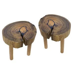 استند گلدان چوبی مدل خرمالو مجموعه 2 عددی 