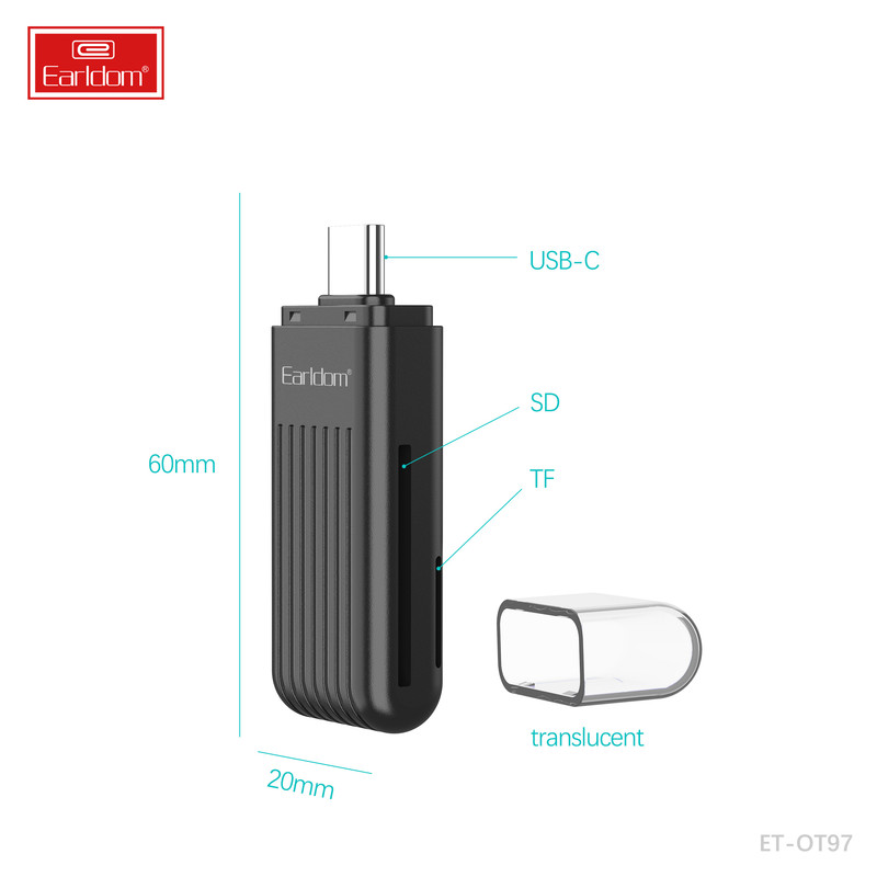 کارت‌خوان ارلدام مدل 2IN1 Card Reader USB-C OT97