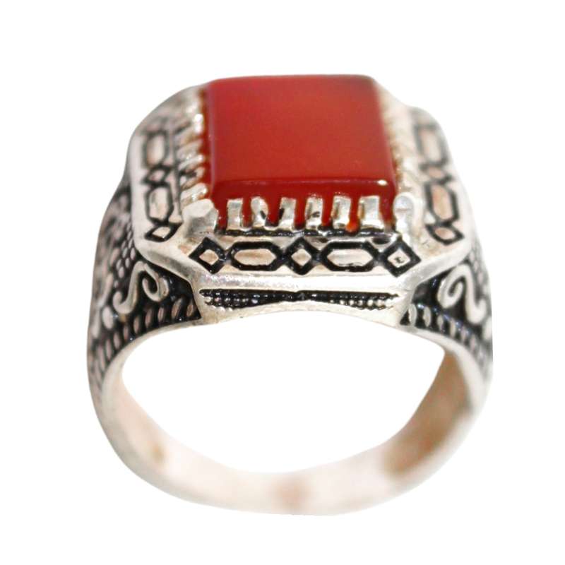 انگشتر نقره مردانه مدل عقیق کد KAM-012