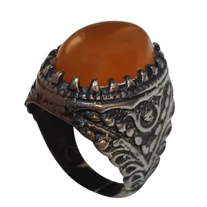 انگشتر نقره مردانه مدل عقیق یمنی AY210195