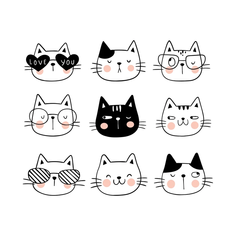 برچسب لپ تاپ پویا مارکت طرح گربه کد 2351 مجموعه 9 عددی